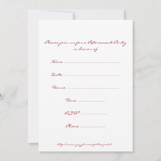 会社員の秘書のための退職の招待状 招待状 (裏面)