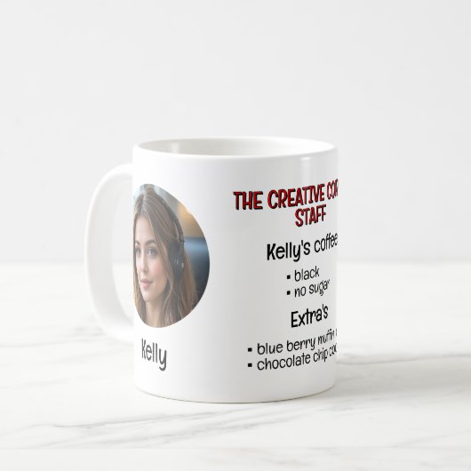 会社員パーソナライズされた写真 コーヒーマグカップ (正面左)
