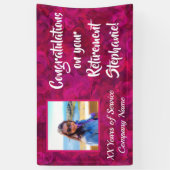 会社年間ピンク写真の退職おめでとうございます 横断幕 (縦)