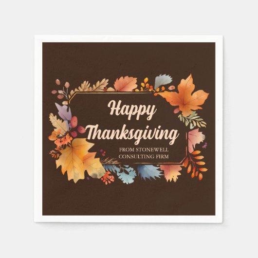 会社幸せな感謝祭離れのブラウンパーティー スタンダードカクテルナプキン (正面)