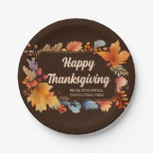 会社幸せな感謝祭離れのブラウンパーティー ペーパープレート (正面)