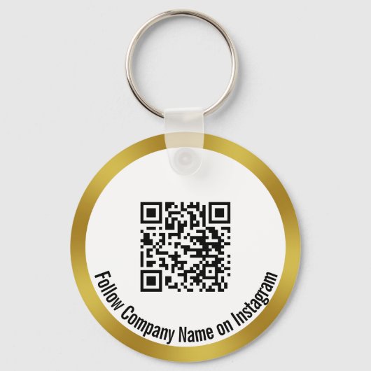 会社後を追Instagram白黒金ゴールドQRコード キーホルダー (正面)
