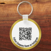 会社後を追Instagram白黒金ゴールドQRコード キーホルダー (正面)