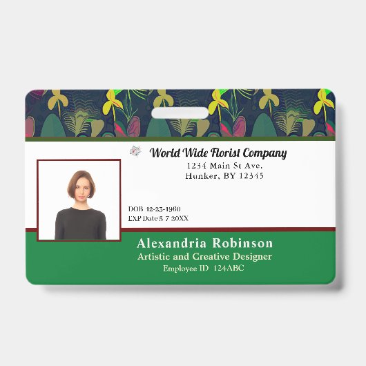 会社従業員の写真ロゴのパーソナライズ バッジ (正面)