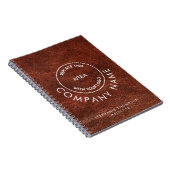 会社従業員名ロゴブラウンレザーフェイクズ ノートブック (右側)