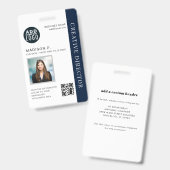 会社従業員IDカスタムのQRコード写真 バッジ (正面＆裏面)