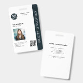 会社従業員IDカスタムのQRコード写真 バッジ (正面＆裏面)