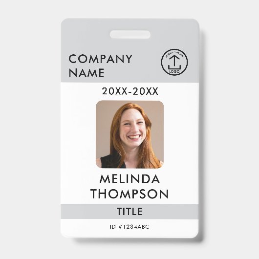 会社従業員IDカードテンプレート名写真 バッジ (表面)