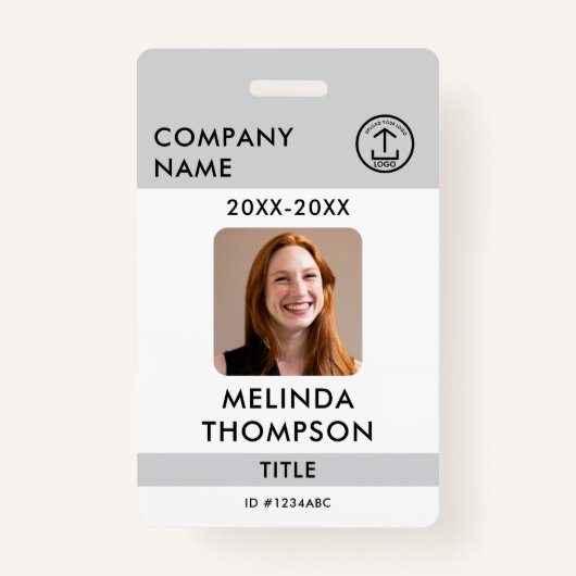 会社従業員IDカードテンプレート名写真 バッジ (正面)