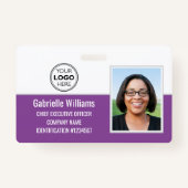 会社従業員ID写真セキュリティ紫 バッジ (正面)