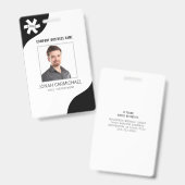 会社業務編集可能ブラックフォトID バッジ (正面＆裏面)