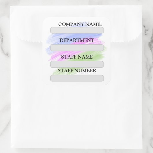 会社用スタッフラベルシール スクエアシール (バッグ)