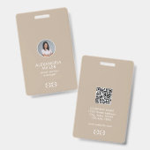 会社社員のミニマル写真QRコード バッジ (正面&裏面)