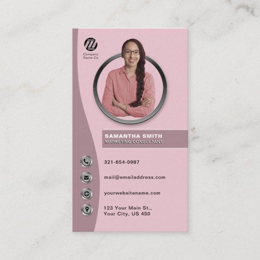 会社社員の写真モダンプロファイルプロフェッショナル 名刺 (正面)