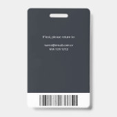 会社社員の写真IDグレー バッジ (裏面)