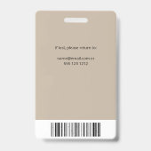 会社社員の写真IDベージュ バッジ (裏面)