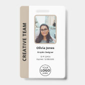 会社社員の写真IDベージュ バッジ (正面)