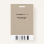 会社社員の写真IDベージュ バッジ (裏面)