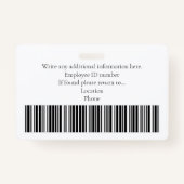 会社社員フォトバーコードロゴモダンバッジ バッジ (裏面)