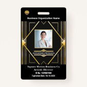 会社社員フォトロゴバーコードID バッジ (正面)