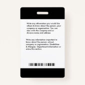 会社社員フォトロゴバーコードID バッジ (裏面)