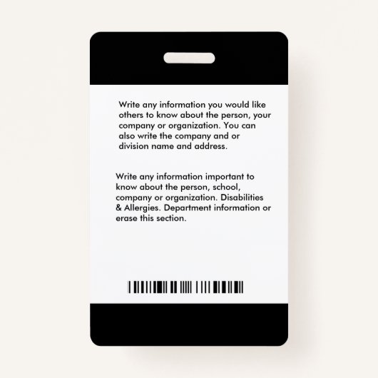 会社社員フォトロゴバーコードID バッジ (裏面)