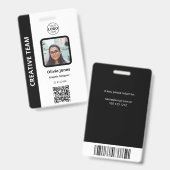会社社員写真ID QRコードブラック バッジ (正面＆裏面)