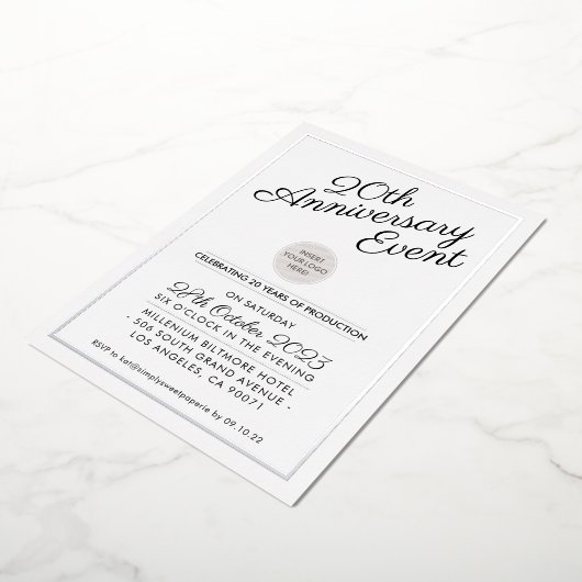 会社記念パーティーモダン事業銀 箔招待状 (回転した状態)