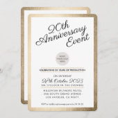 会社記念日パーティーモダン事業金ゴールド 招待状 (正面/裏面)