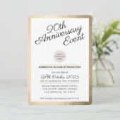 会社記念日パーティーモダン事業金ゴールド 招待状 (スタンド正面)