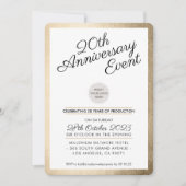 会社記念日パーティーモダン事業金ゴールド 招待状 (正面)