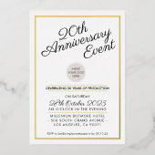 会社記念日パーティーモダン事業金ゴールド 箔招待状 (正面)