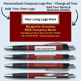 会社詳細名の追加、金ゴールドオレンジ文字 ボールペン