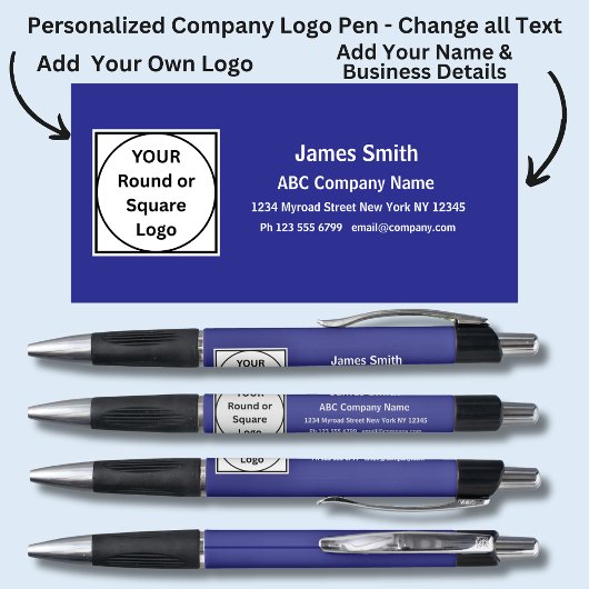 会社詳細名、.青は王室の白 ボールペン