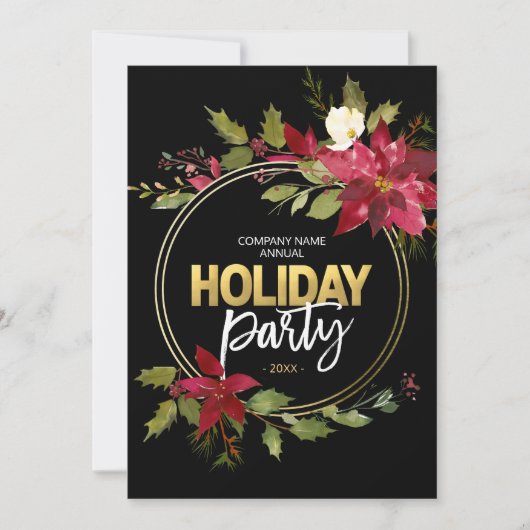 会社赤企業の黒金ゴールドポインセチアパーティー シーズンカード (正面)