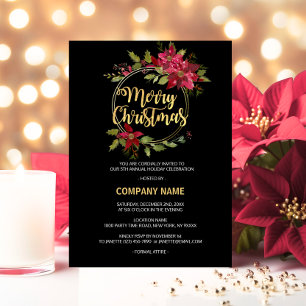 会社赤企業の黒金ゴールドポインセチアパーティー シーズンカード