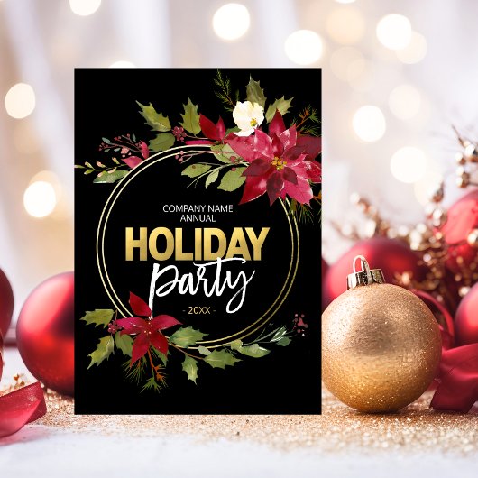 会社赤企業の黒金ゴールドポインセチアパーティー シーズンカード