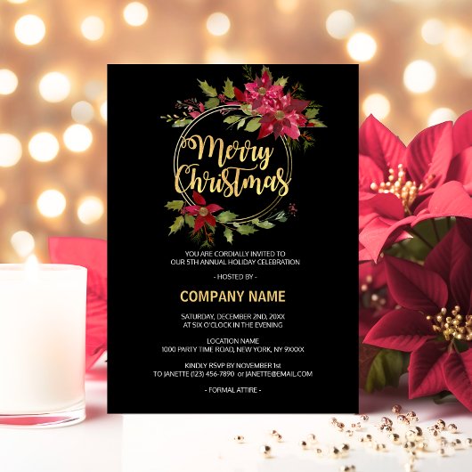 会社赤企業の黒金ゴールドポインセチアパーティー シーズンカード