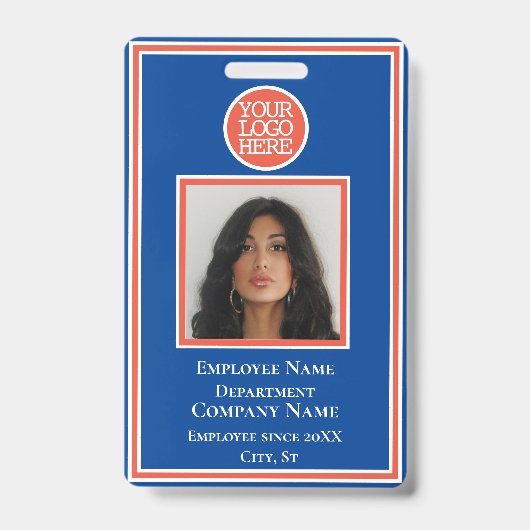 会社：ロゴの追モダン加オレンジ青 バッジ (Front)