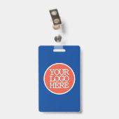 会社：ロゴの追モダン加オレンジ青 バッジ (Back with Clip)