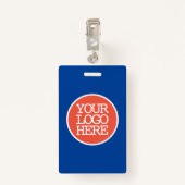 会社:ロゴの追モダン加オレンジ青 バッジ (裏面クリップ)