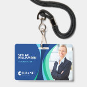 会社IDとロゴのブルーフカラフルローデザイン バッジ (ストラップ付き表面)