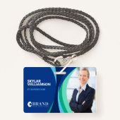 会社IDとロゴのブルーフカラフルローデザイン バッジ (正面ランヤード)