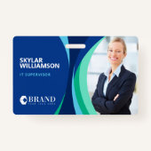 会社IDとロゴのブルーフカラフルローデザイン バッジ (正面)