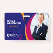 会社IDとロゴの紫色のフカラフルローデザイン バッジ (正面)