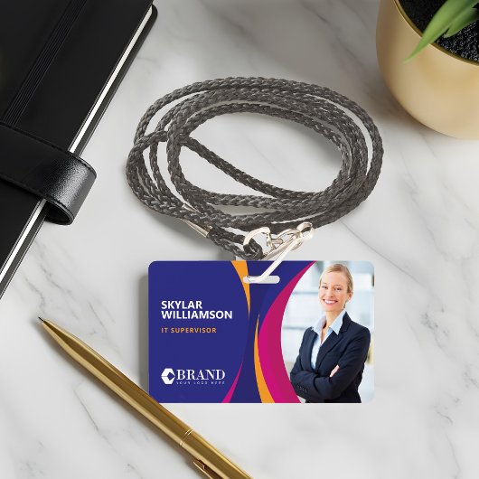 会社IDとロゴの紫色のフカラフルローデザイン バッジ