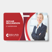 会社IDとロゴの赤いフカラフルローデザイン バッジ (正面)