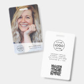会社IDカード |大モダン写真社員QR バッジ (正面＆裏面)