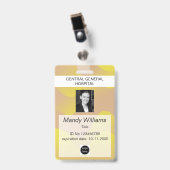 会社ID従業員の写真ロゴの黄色い波名 バッジ (正面 （クリップ付）)