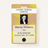 会社ID従業員の写真ロゴの黄色い波名 バッジ (正面)